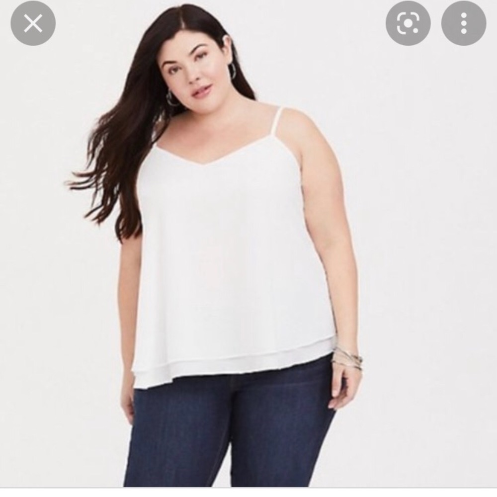 Swing CAMI Tank Top White Double Layer Chiffon Drape Lined